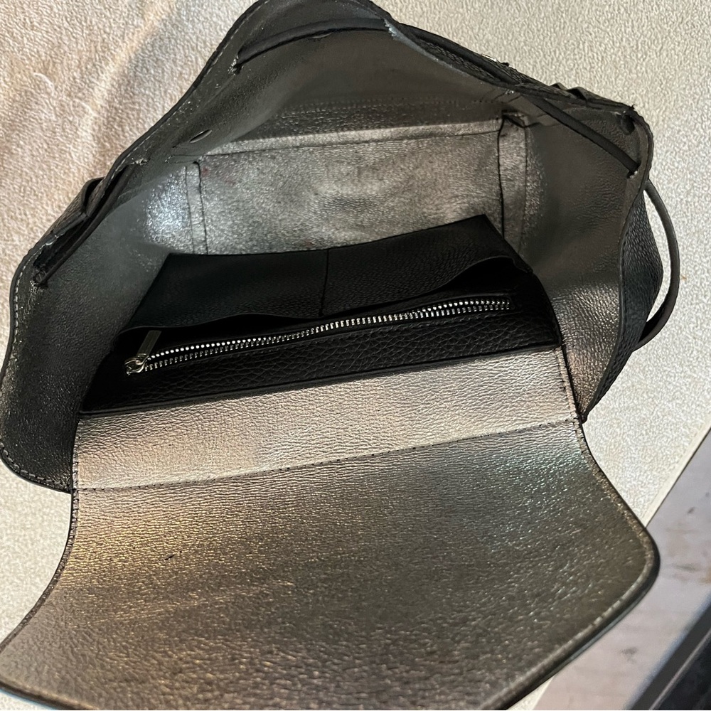 Steve Madden Purse Backpack Drawstring Black Silv… - image 4